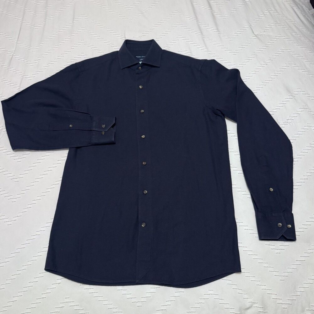 Peter Millar Ofanto Shirt Men’s S Navy Blue Artisan Cashmere Blend Crown Crafted